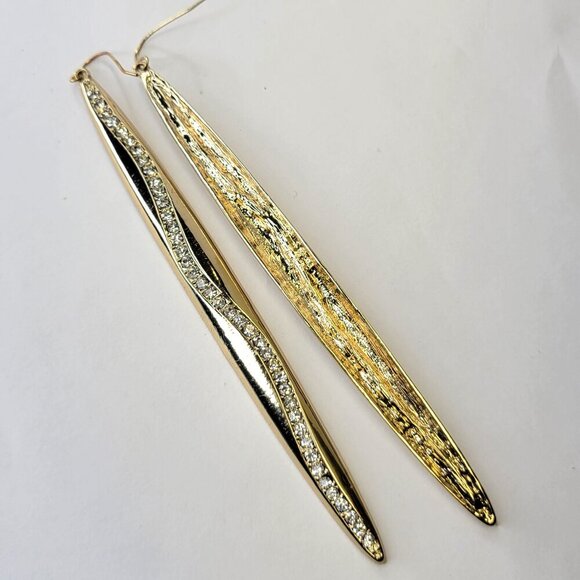 5" Gold and Crystal Chandelier Earrings Hook Chandelier Earrings Statement Hooks - Picture 3 of 8